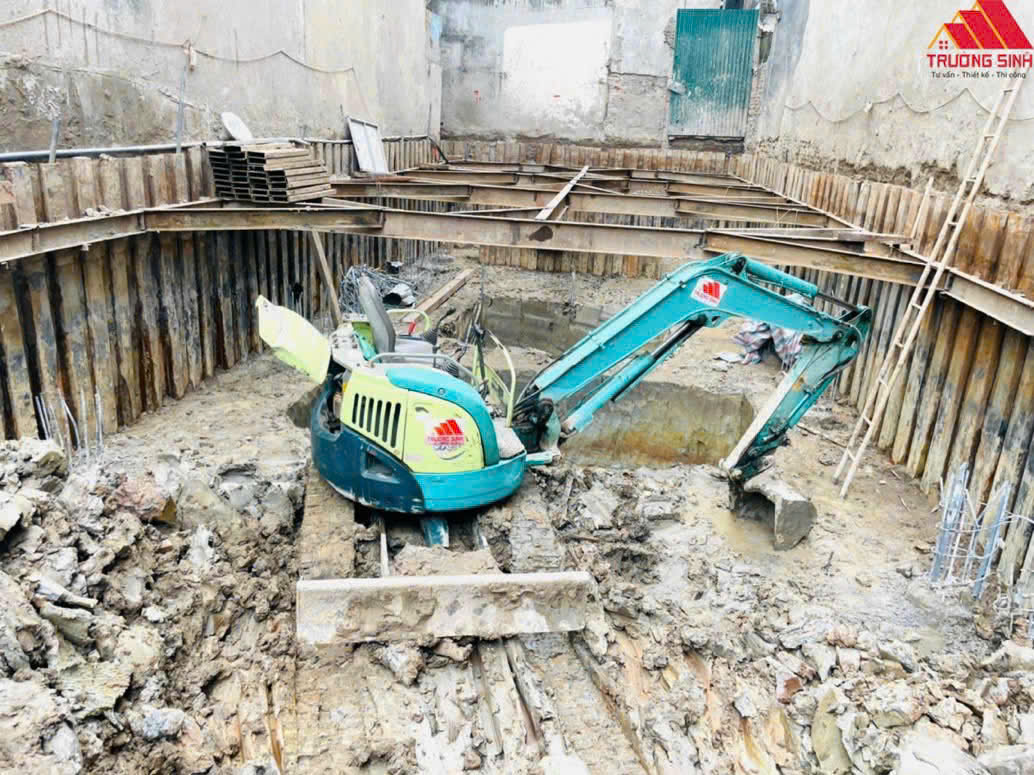 Đào  móng  tầng hầm