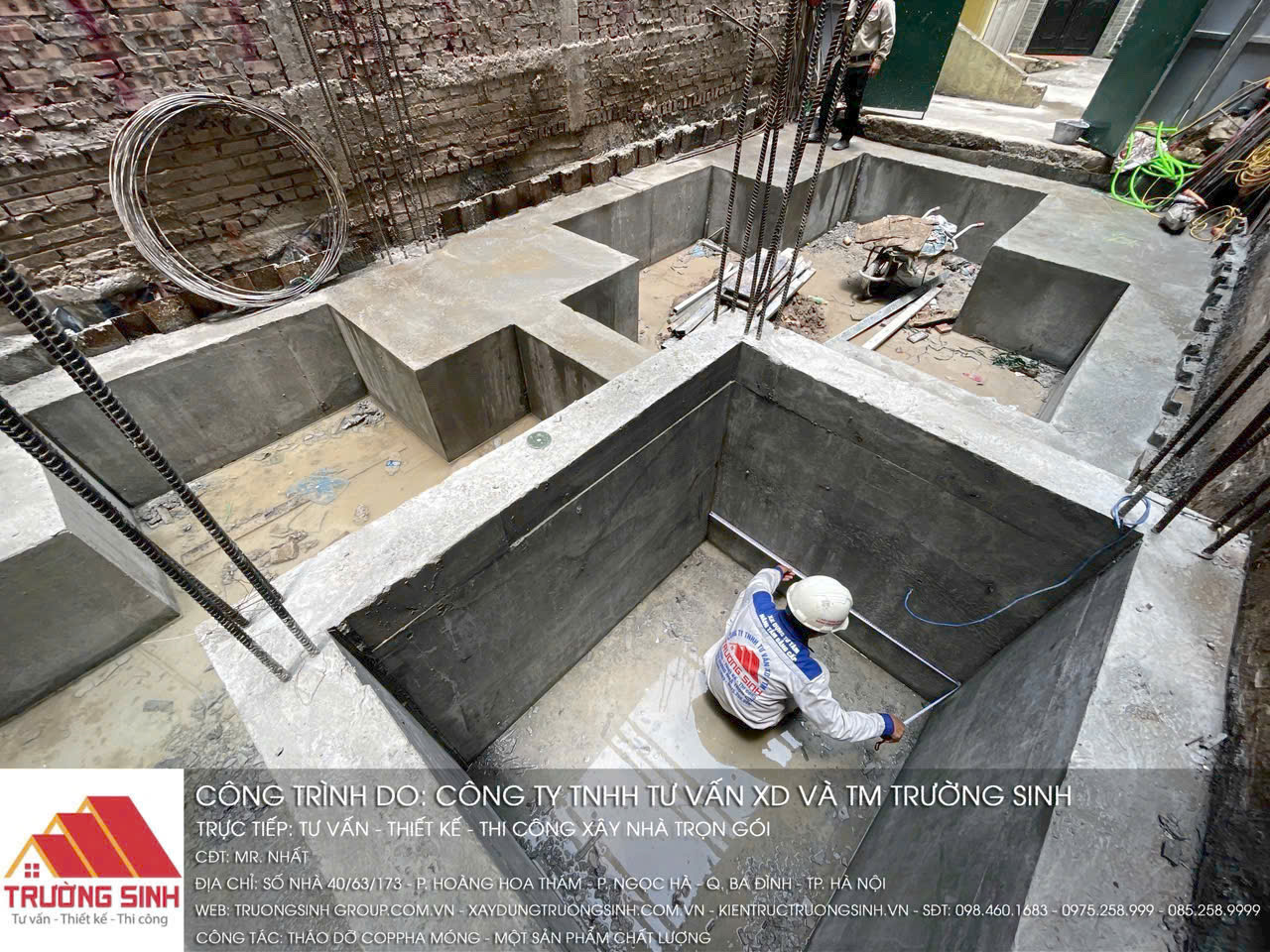 móng  sau  khi đổ bê tông