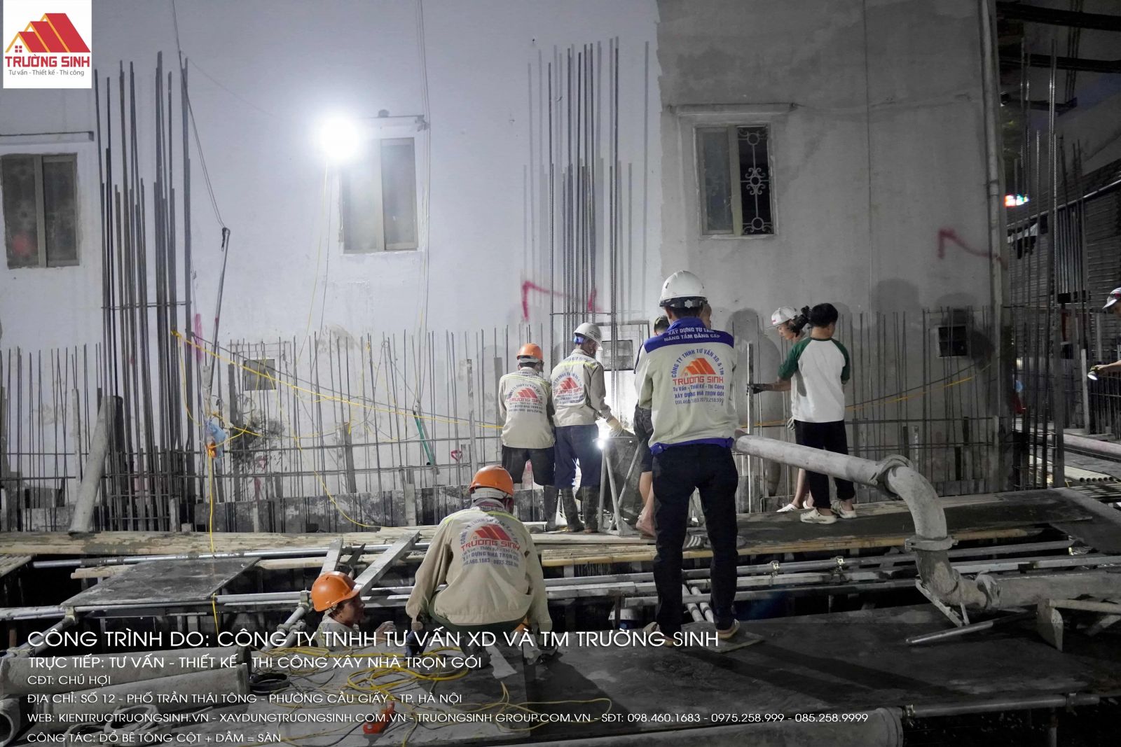 Đổ bê tông kết cấu tầng bán hầm