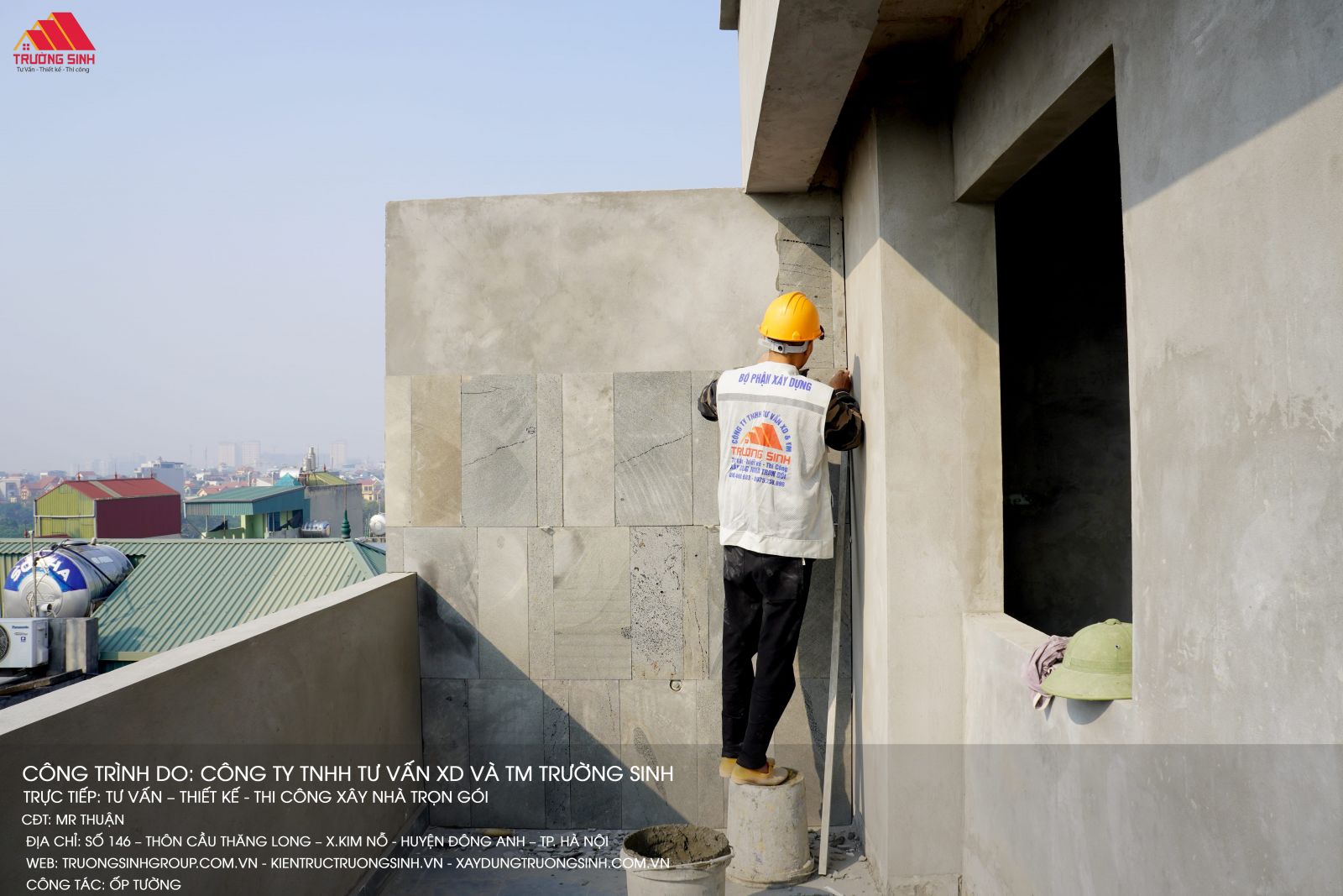 Thi công ốp tường tại công trình Đông Anh