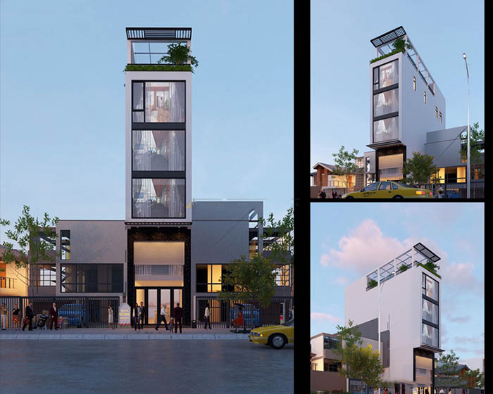 Phối cảnh tối giản cho nhà 2m