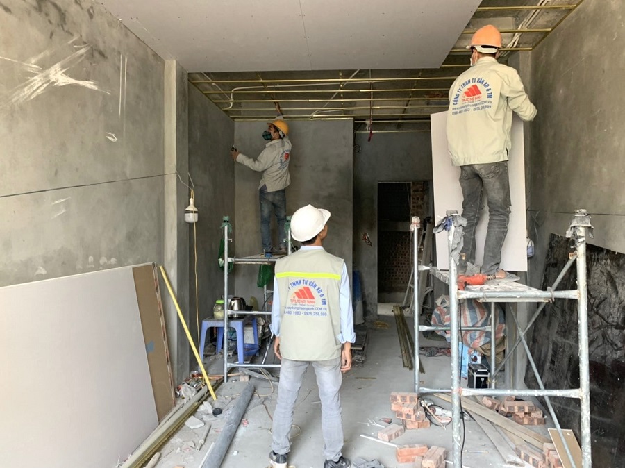 Phòng khách – trần giật cấp 2 lớp – Cầu Giấy