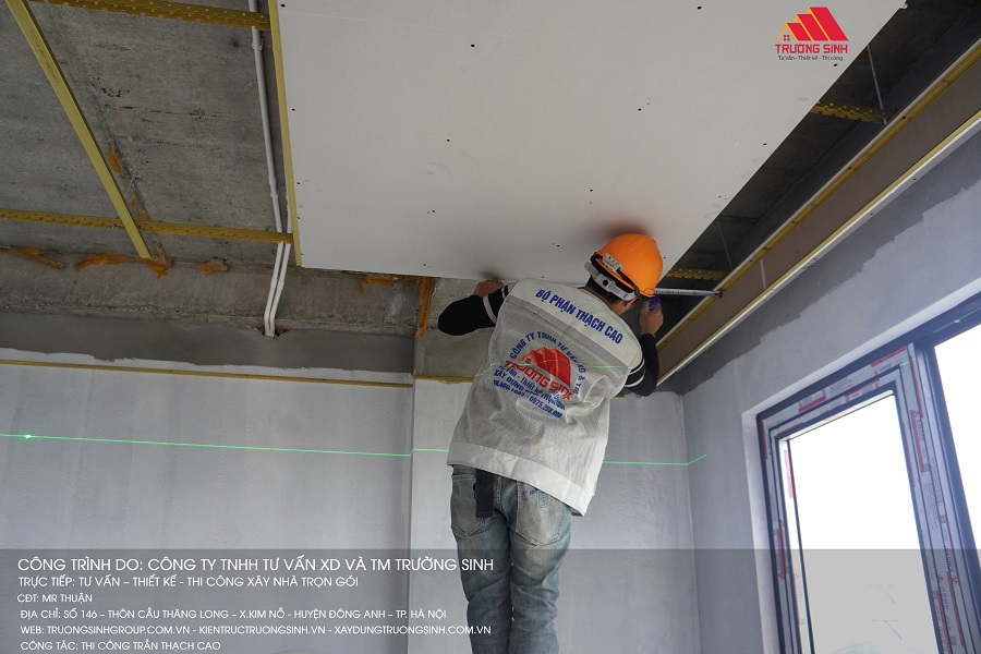 Trần thạch cao là một loại trần giả được làm từ tấm thạch cao