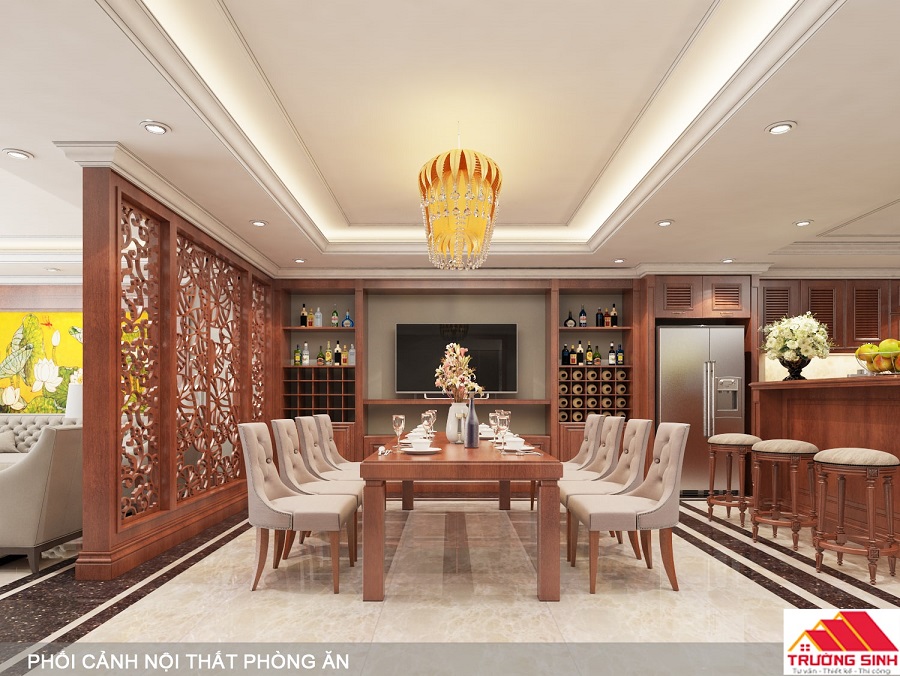 Thiết kế nội thất gỗ cho phòng ăn ấm cúng