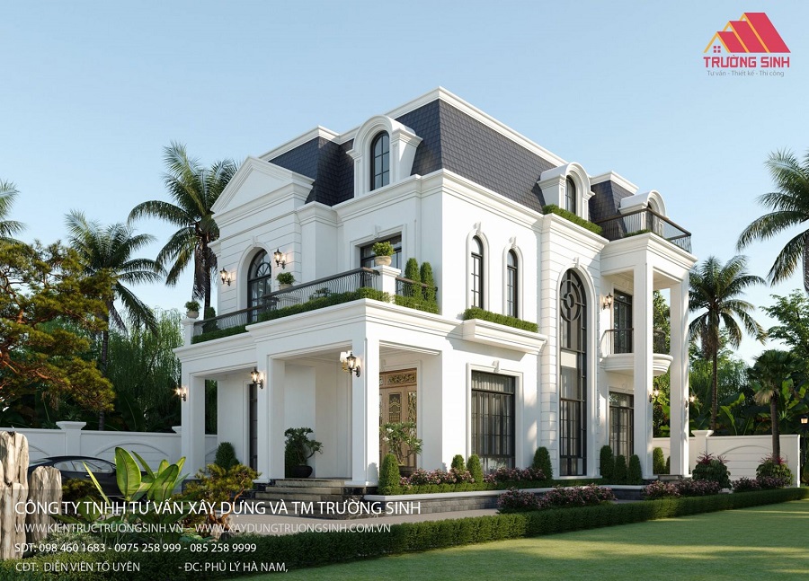 Mẫu thiết kế nhà tân cổ điển 3 tầng 2 mặt tiền