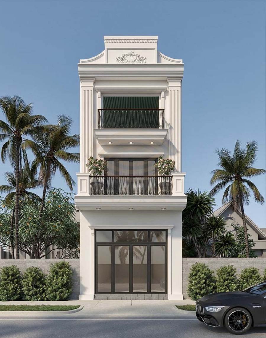 Nhà tân cổ điển 3 tầng 5x20 được thiết kế tinh tế, không quá cầu kỳ