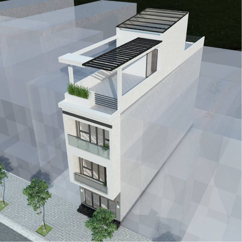 Không gian tông sáng cho nhà hẹp