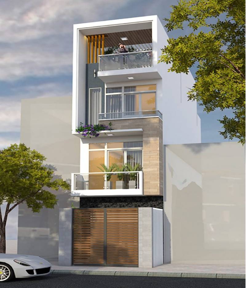 Mẫu nhà đơn giản hiện đại, ngang 2m