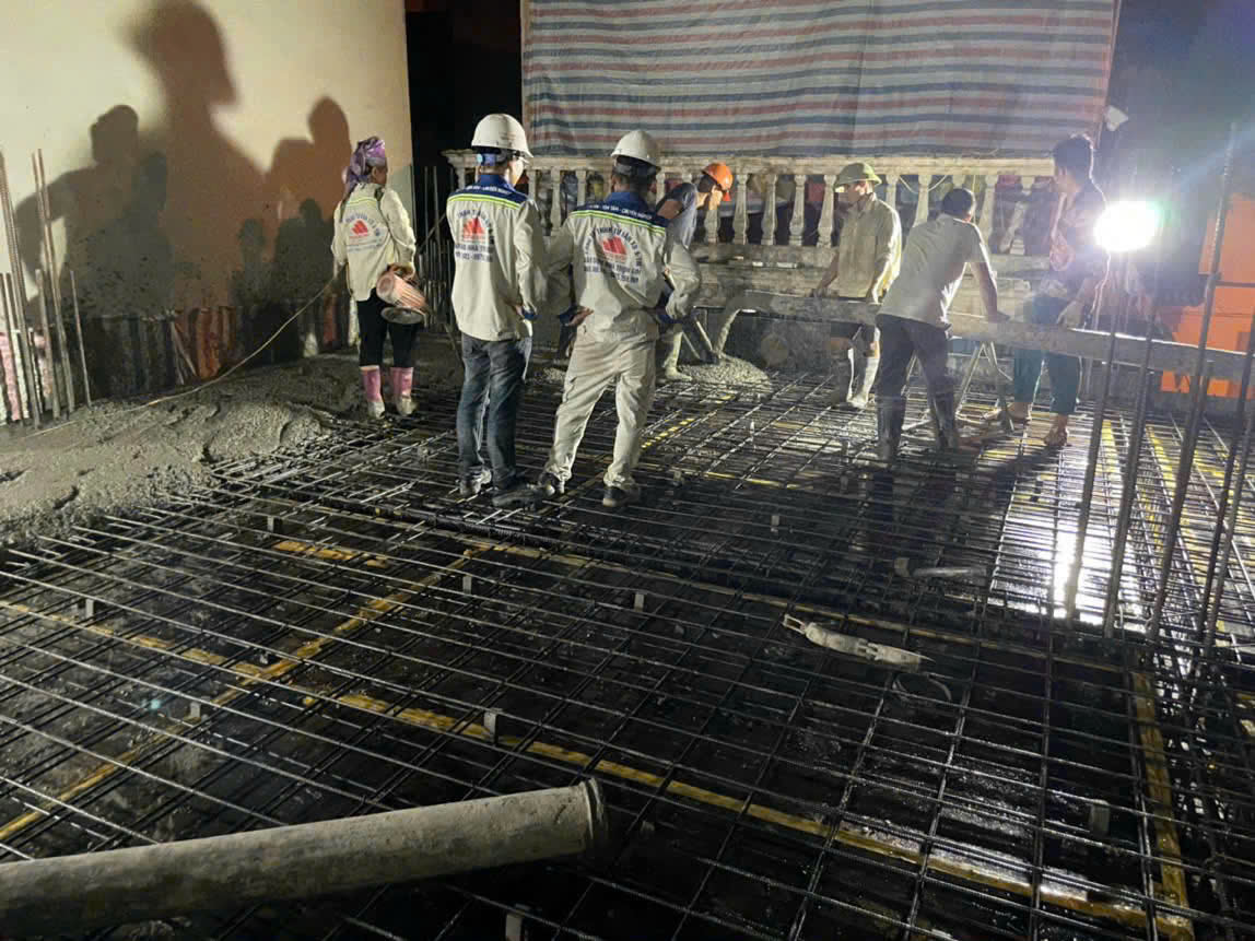 Công tác đổ bê tông cột, dầm, sàn